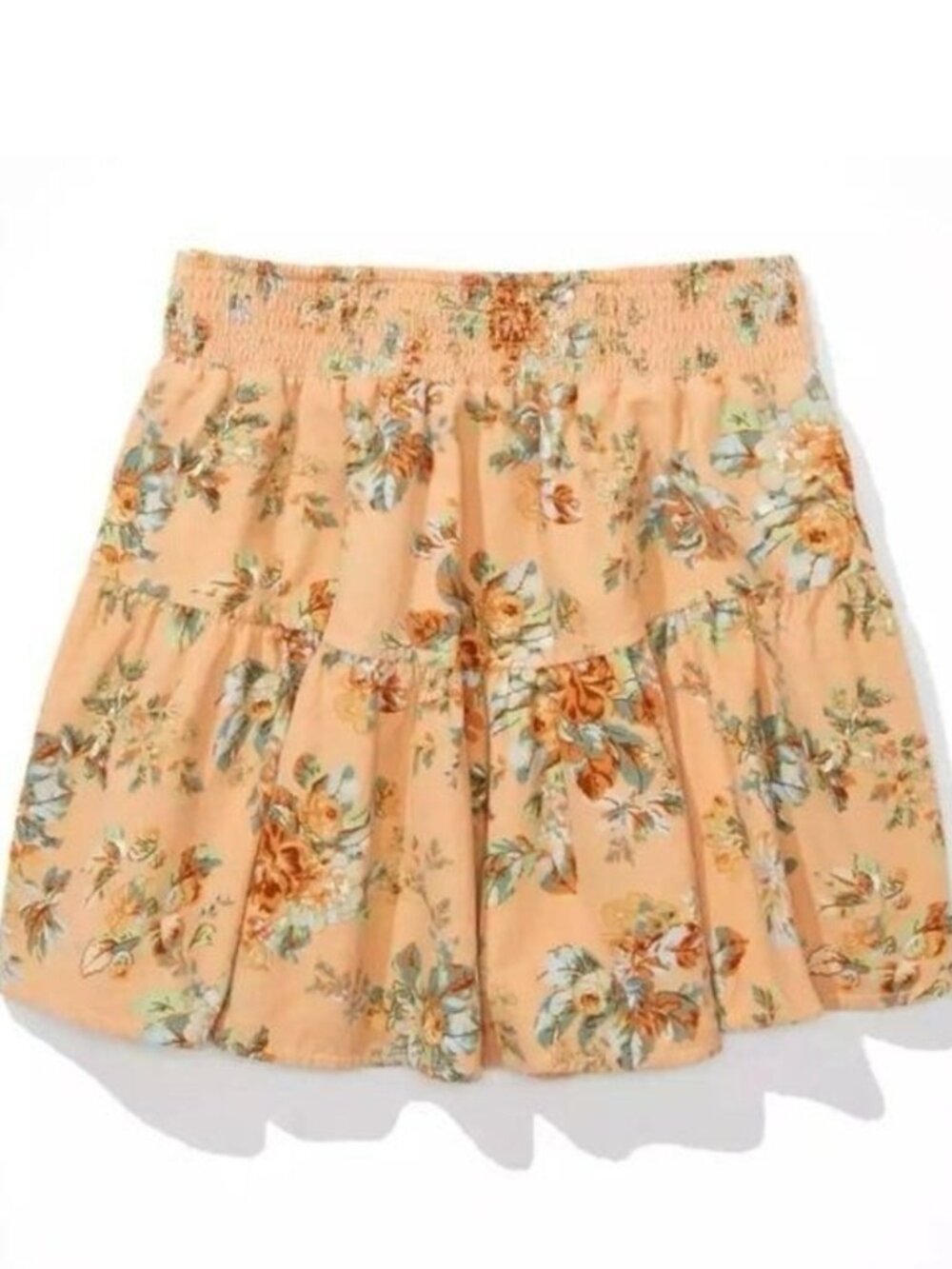 Corduroy Floral Tiered Mini Skirt - Picture 1 of 5